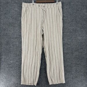 For Cynthia striped linen blend wide leg pants high rise trousers 2XL plus size